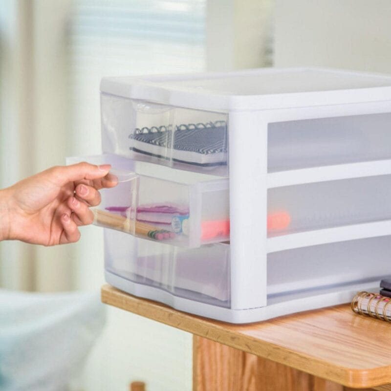 Sterilite ClearView Stacking 3 Drawer Storage Organizer System, (16 Pack) - Image 3