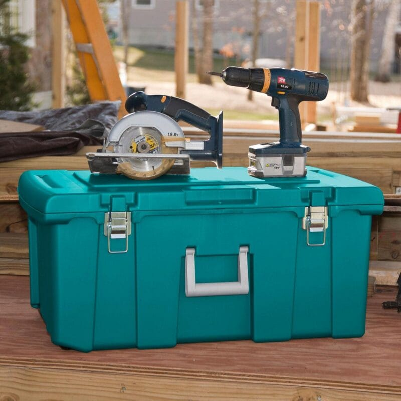 Sterilite Footlocker Stackable Latching Storage Bin w/ Wheels, 2 Pack, Teal - Image 5