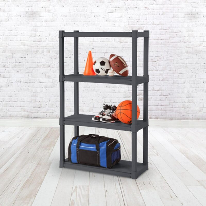Sterilite Plastic Indoor Outdoor 4 Shelf Durable Shelving Unit, Gray - Image 6
