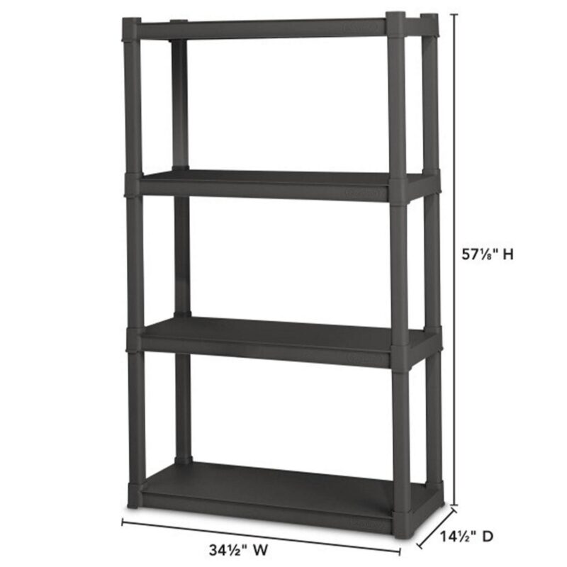 Sterilite Plastic Indoor Outdoor 4 Shelf Durable Shelving Unit, Gray - Image 2