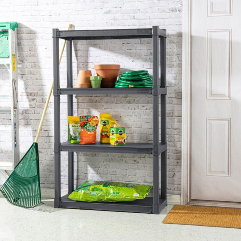 Sterilite Plastic Indoor Outdoor 4 Shelf Durable Shelving Unit, Gray - Image 5