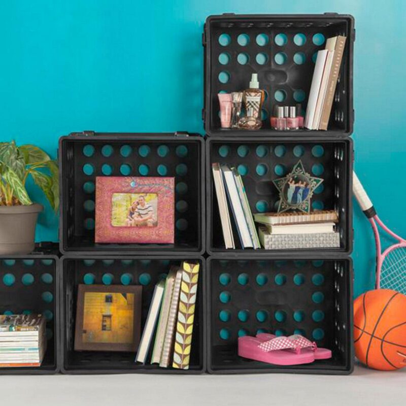 Sterilite Stackable Sturdy Storage Crate Organizer Bins w/ Handles, 12 Pack - Image 4