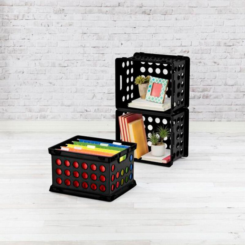 Sterilite Stackable Sturdy Storage Crate Organizer Bins w/ Handles, 12 Pack - Image 3