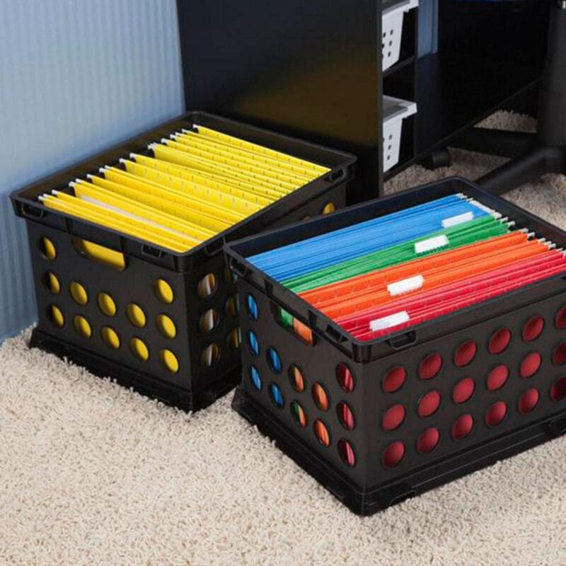 Sterilite Stackable Sturdy Storage Crate Organizer Bins w/ Handles, 12 Pack - Image 7