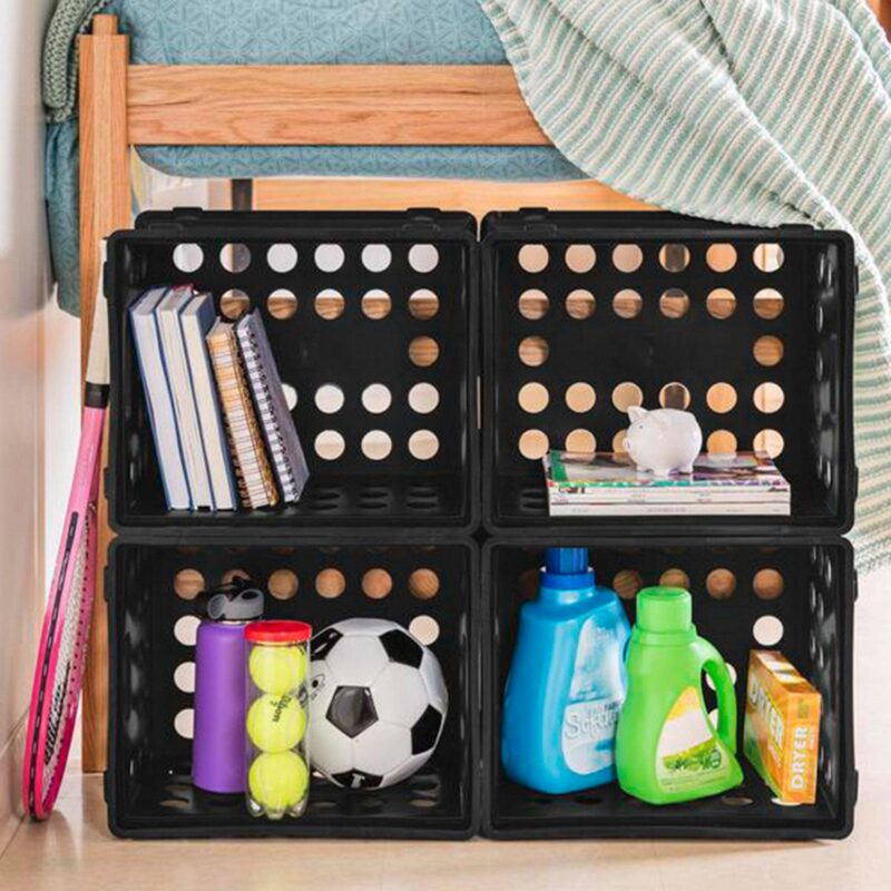 Sterilite Stackable Sturdy Storage Crate Organizer Bins w/ Handles, 12 Pack - Image 5