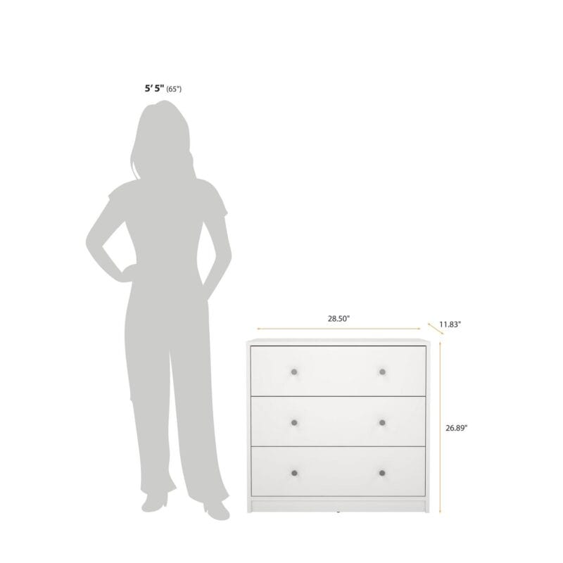 Studio 3 Drawer Dresser, White - Image 3
