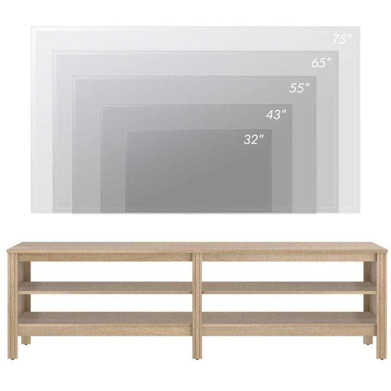 TV Stand for 75 Inch TV Stands, Media Console Entertainment Center Television Table with Open Shelves for Living Room, Oak 70 inch - Image 5