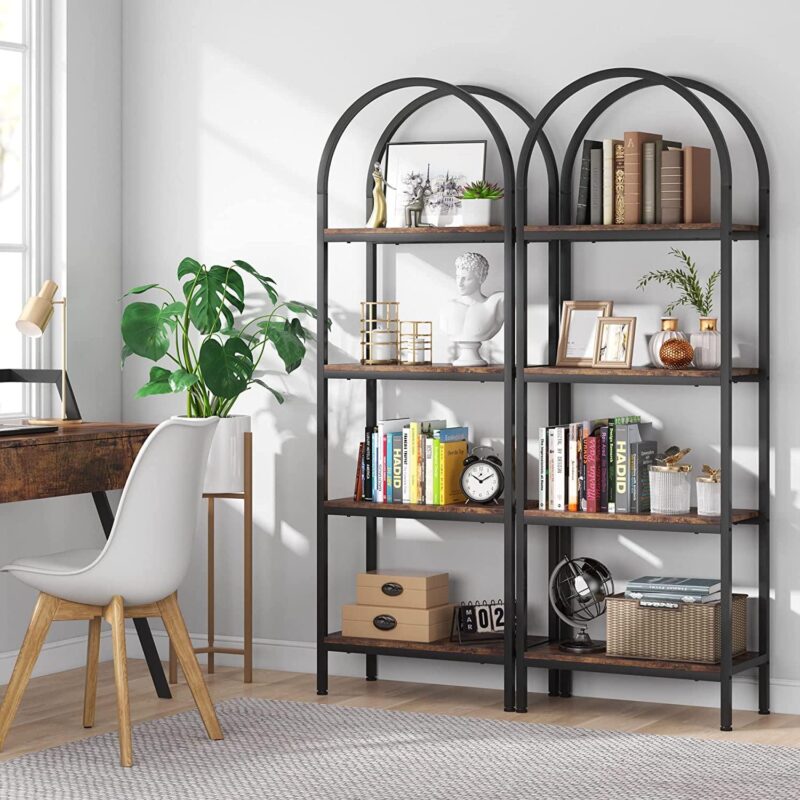 Tribesigns 4-Tier Open Bookshelf 70.8  Industrial Wood Bookcase Storage Shelves with Metal Frame Freestanding Display - Image 5