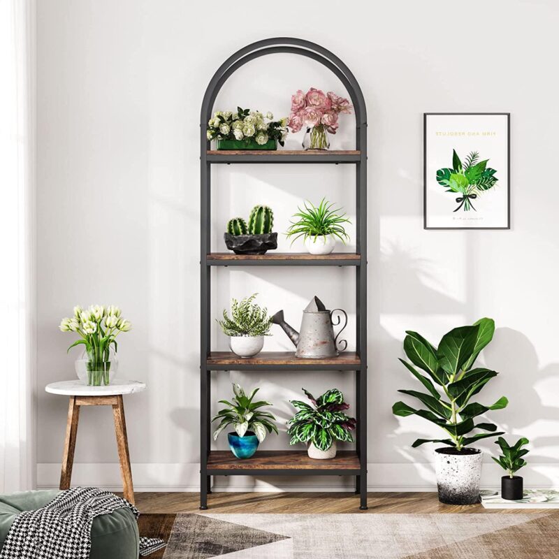 Tribesigns 4-Tier Open Bookshelf 70.8  Industrial Wood Bookcase Storage Shelves with Metal Frame Freestanding Display - Image 6