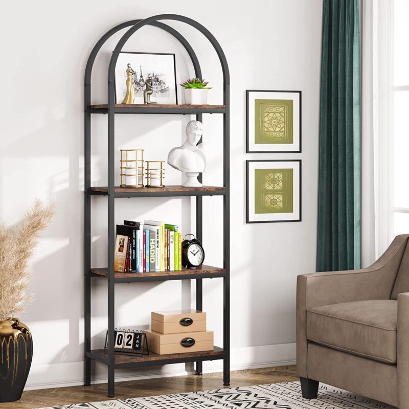Tribesigns 4-Tier Open Bookshelf 70.8  Industrial Wood Bookcase Storage Shelves with Metal Frame Freestanding Display - Image 3