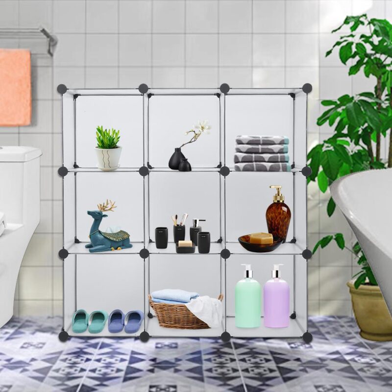 UBesGoo 12-Cube Storage Organizer, DIY Modular Plastic Storage Cube Bookcase Shelf Display, White - Image 7