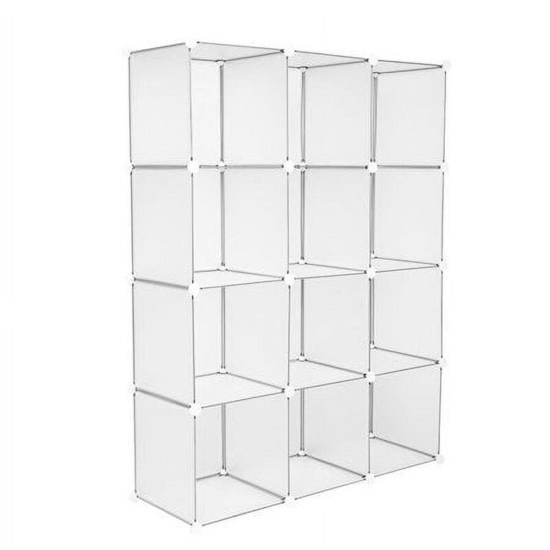 UBesGoo 12-Cube Storage Organizer, DIY Modular Plastic Storage Cube Bookcase Shelf Display, White - Image 3