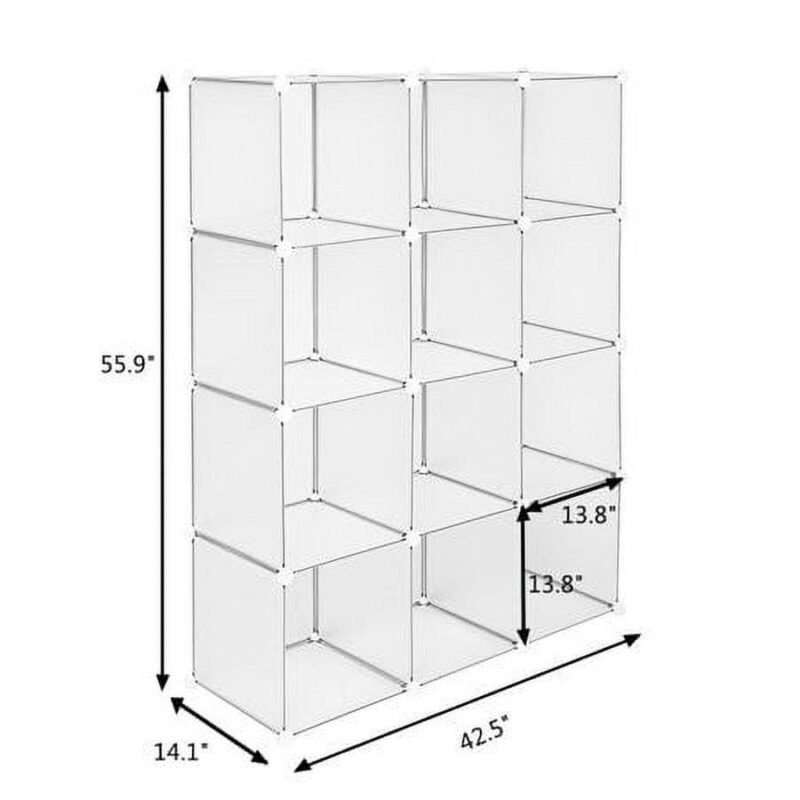 UBesGoo 12-Cube Storage Organizer, DIY Modular Plastic Storage Cube Bookcase Shelf Display, White - Image 6