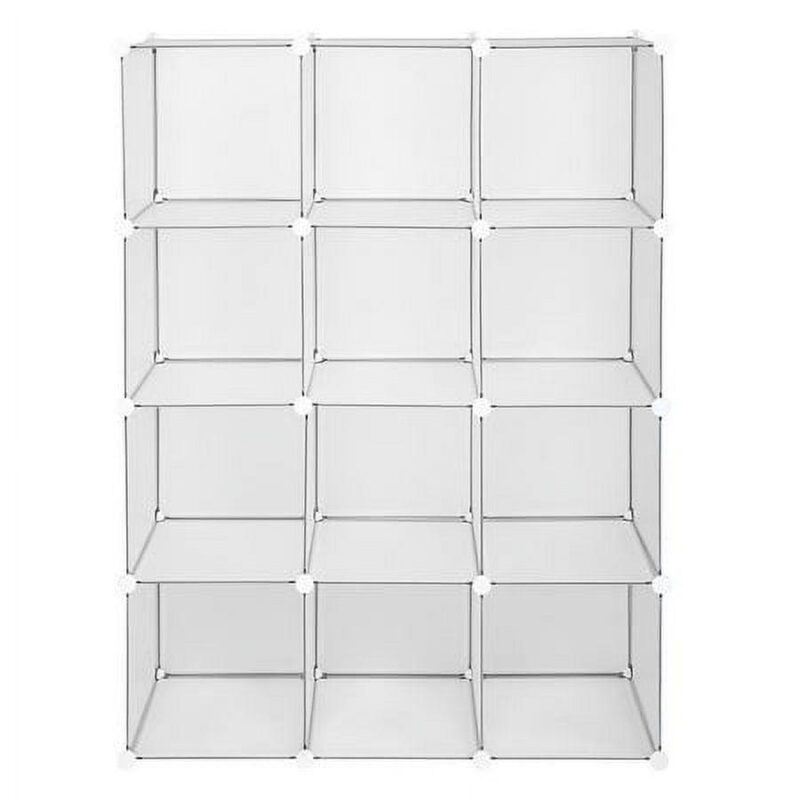 UBesGoo 12-Cube Storage Organizer, DIY Modular Plastic Storage Cube Bookcase Shelf Display, White - Image 4