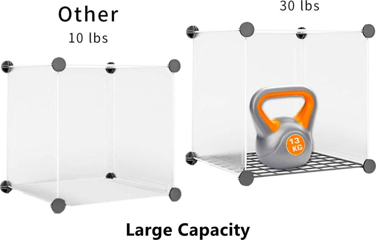 UBesGoo 16-Cube Portable Closet Wire Waredrobe, Bookcase Toy Storage Shelving Organizer Cabinet, White - Image 5