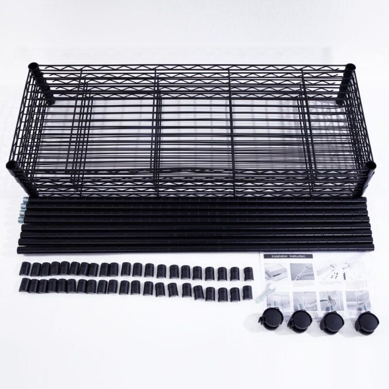 UBesGoo 65  x 36  x 14  5-Shelf Storage Rack, Metal Garage Wire Shelving w/ Wheels for Kitchen, Black - Image 5
