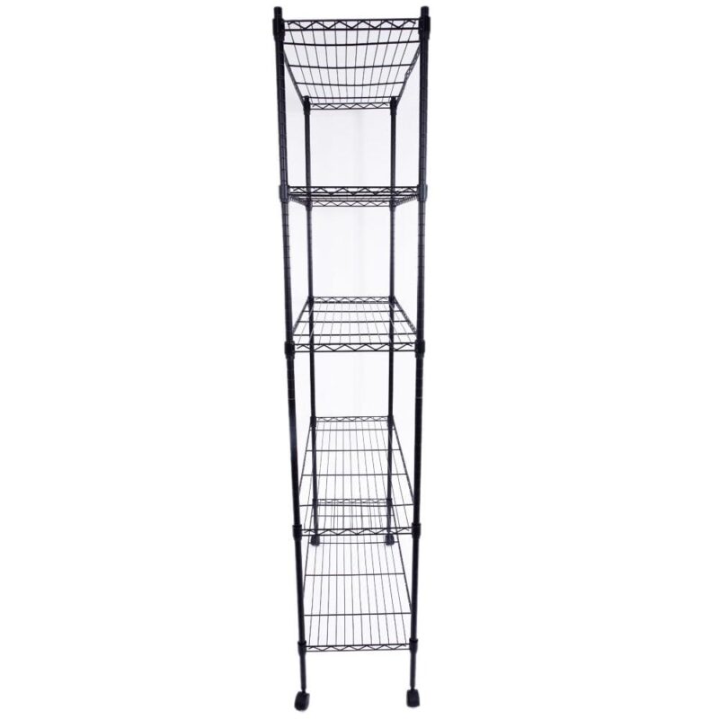 UBesGoo 65  x 36  x 14  5-Shelf Storage Rack, Metal Garage Wire Shelving w/ Wheels for Kitchen, Black - Image 6