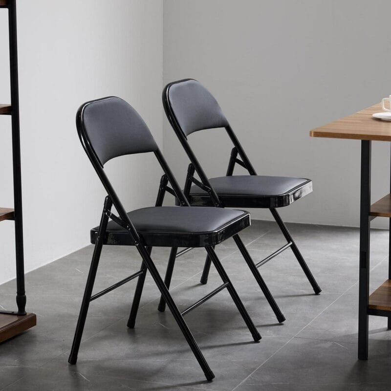 UBesGoo 6 Pack Folding Chairs Cushioned Padded Seat Wedding Chairs with Metal Frame Home Office Party Use Black - Image 4