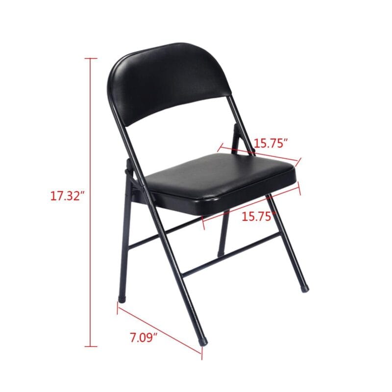 UBesGoo 6 Pack Folding Chairs Cushioned Padded Seat Wedding Chairs with Metal Frame Home Office Party Use Black - Image 2
