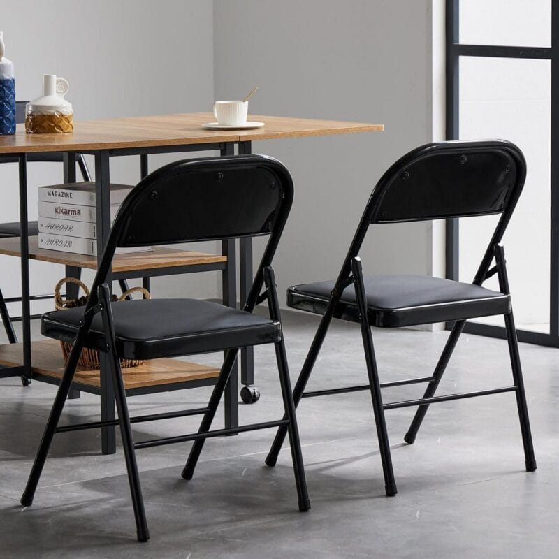 UBesGoo 6 Pack Folding Chairs Cushioned Padded Seat Wedding Chairs with Metal Frame Home Office Party Use Black - Image 11