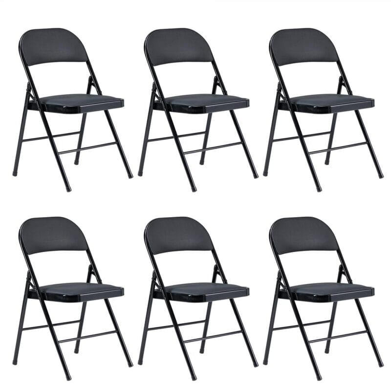 UBesGoo 6 Pack Folding Chairs Cushioned Padded Seat Wedding Chairs with Metal Frame Home Office Party Use Black - Image 9