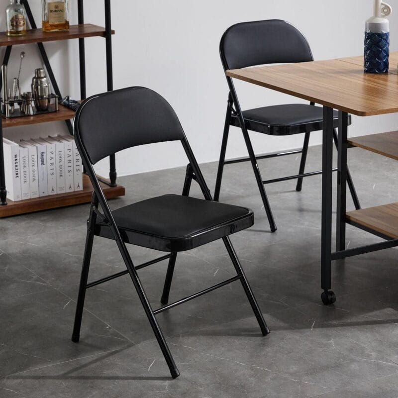 UBesGoo 6 Pack Folding Chairs Cushioned Padded Seat Wedding Chairs with Metal Frame Home Office Party Use Black - Image 8