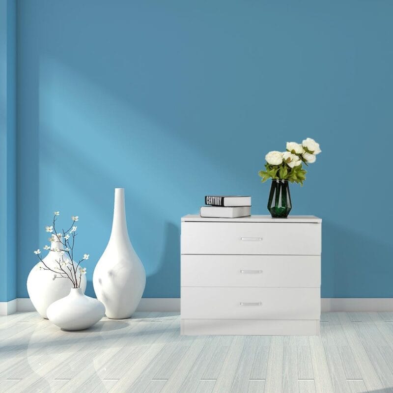 UBesGoo Modern White 3 Drawer Dresser Bedroom White Finish - Image 2