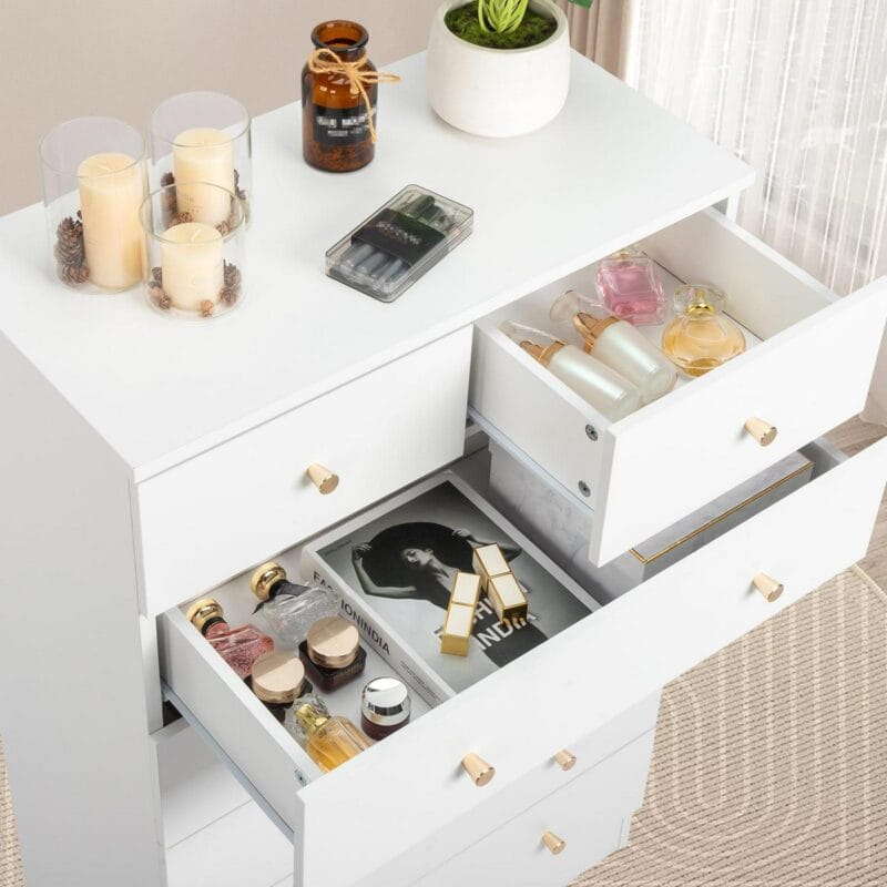 UBesGoo Modern Wood 4-Drawer Dresser Chest Bedside Table for Bedroom,Living Room,White - Image 11