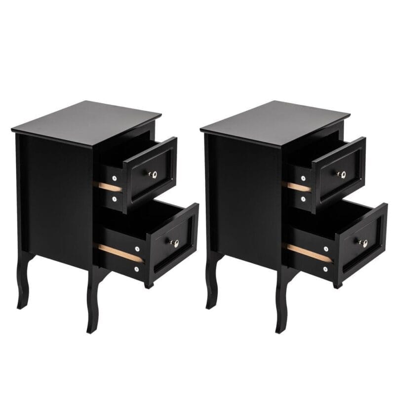 UBesGoo Set of 2 Nightstand Wood End Tables Bedroom Table Furniture, Black - Image 6