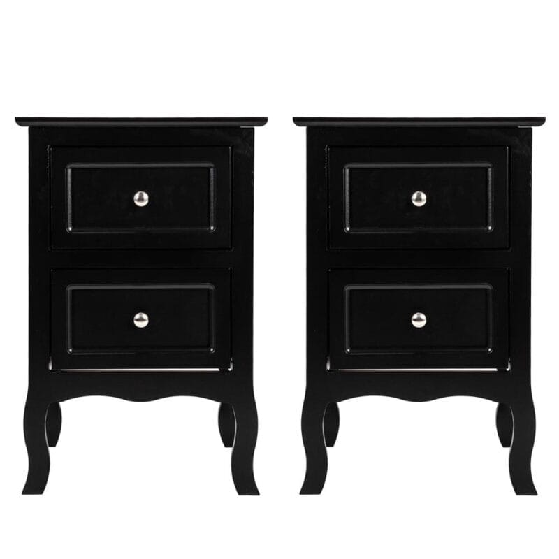 UBesGoo Set of 2 Nightstand Wood End Tables Bedroom Table Furniture, Black - Image 9