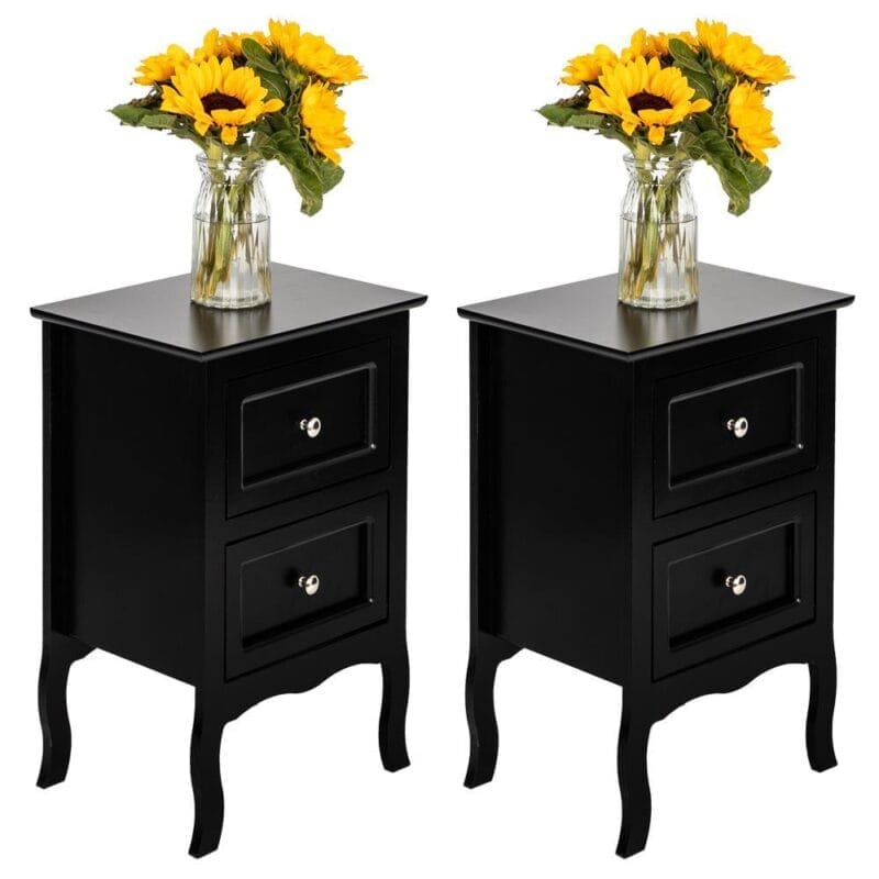 UBesGoo Set of 2 Nightstand Wood End Tables Bedroom Table Furniture, Black - Image 3