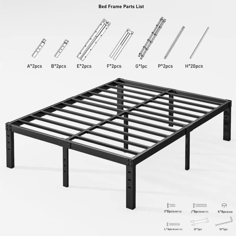 ULIESC 14  Heavy Duty Metal Platform Bed Frame, No Box Spring Needed, Queen Size - Image 6