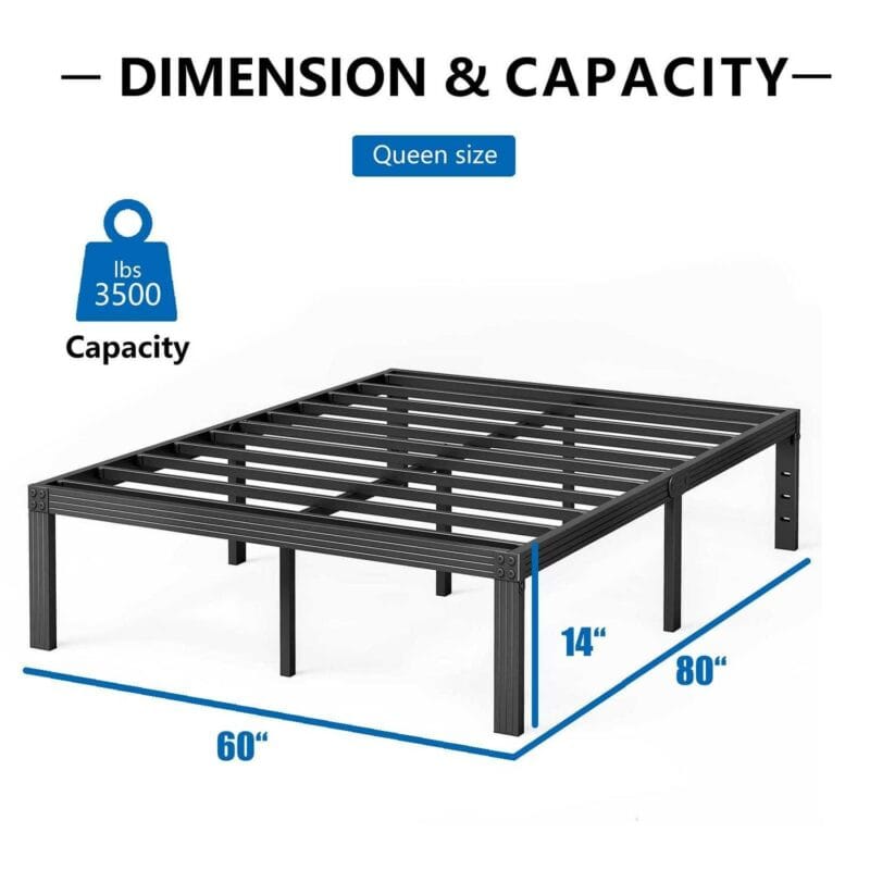 ULIESC 14  Heavy Duty Metal Platform Bed Frame, No Box Spring Needed, Queen Size - Image 4