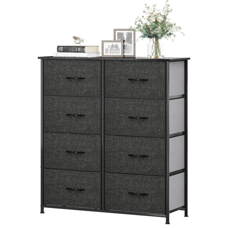 Uforic 8 Drawers Dresser Chest of Drawers for Bedroom Fabric Storage Dressers for Living Room Bedroom Black Gray - Image 2