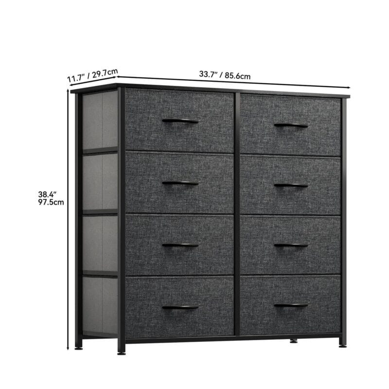 Uforic 8 Drawers Dresser Chest of Drawers for Bedroom Fabric Storage Dressers for Living Room Bedroom Black Gray - Image 6