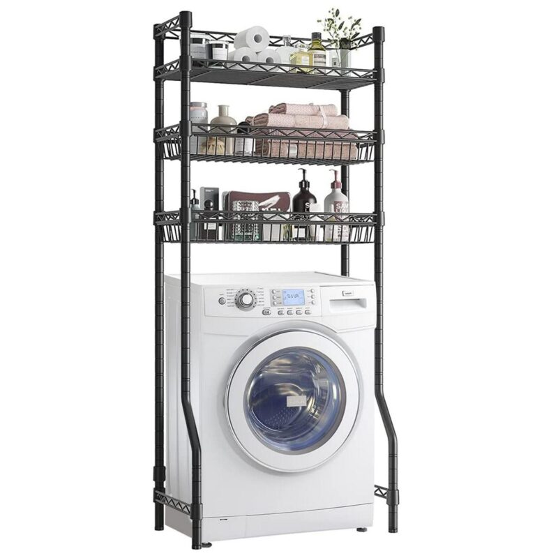 Untyo 3 Tier Over the Toilet Storage Rack Bathroom Storage Shelf Space Saver Stand Above Toilet Wire Shelves Sturdy Metal Bathroom Organizer Shelf with Adjustable Shelves and Baskets - Image 8