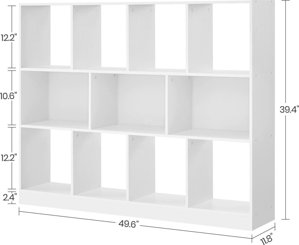 VASAGLE 11-Cube Storage Organizer Bookcase Book Shelf Storage Cabinet for Study Bedroom Living Room White - Image 7