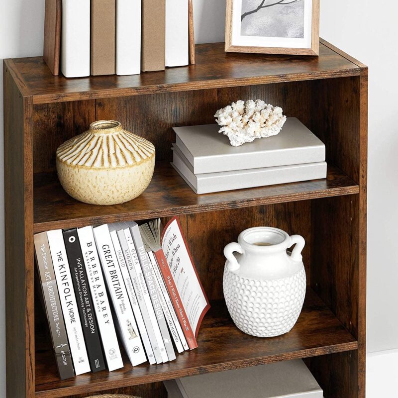 VASAGLE Cube Storage Organizer 3-Tier Bookshelf Bookcase with Adjustable Storage Shelves Rustic Brown - Image 8