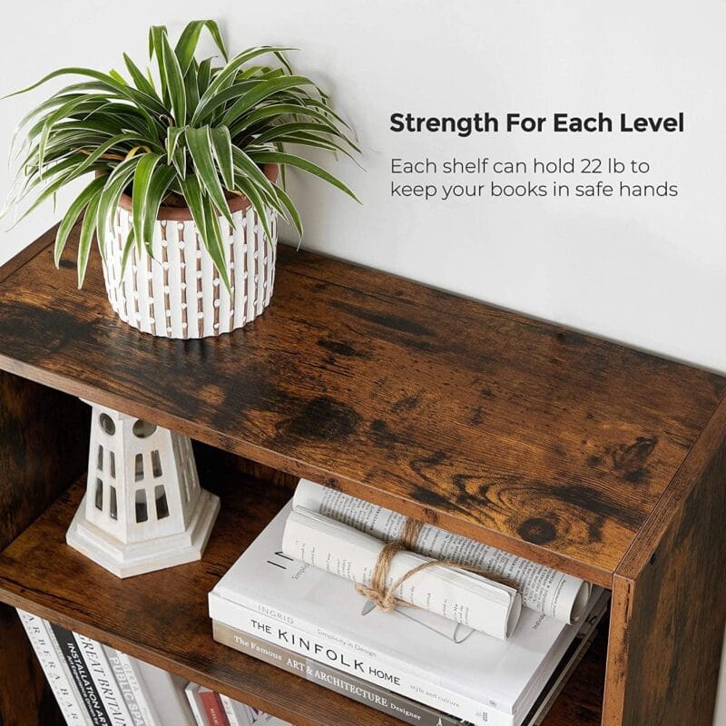 VASAGLE Cube Storage Organizer 4-Tier Bookshelf Bookcase with Adjustable Storage Shelves Rustic Brown - Image 5