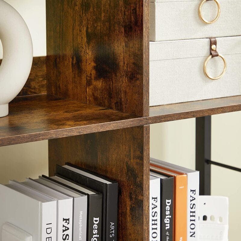 VASAGLE Industrial 8-Compartment Bookshelf 4-Tier Bookcase with 8 Open Slots Display Storage Rack for Office Living Room Bedroom 31.5 x 13 x 58.7 Inches, Rustic Brown and Black - Image 3