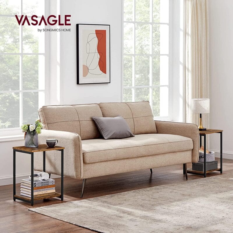 VASAGLE Side Tables Set of 2 Small End Table Nightstand for Living Room Bedroom Rectangle Brown and Black - Image 4