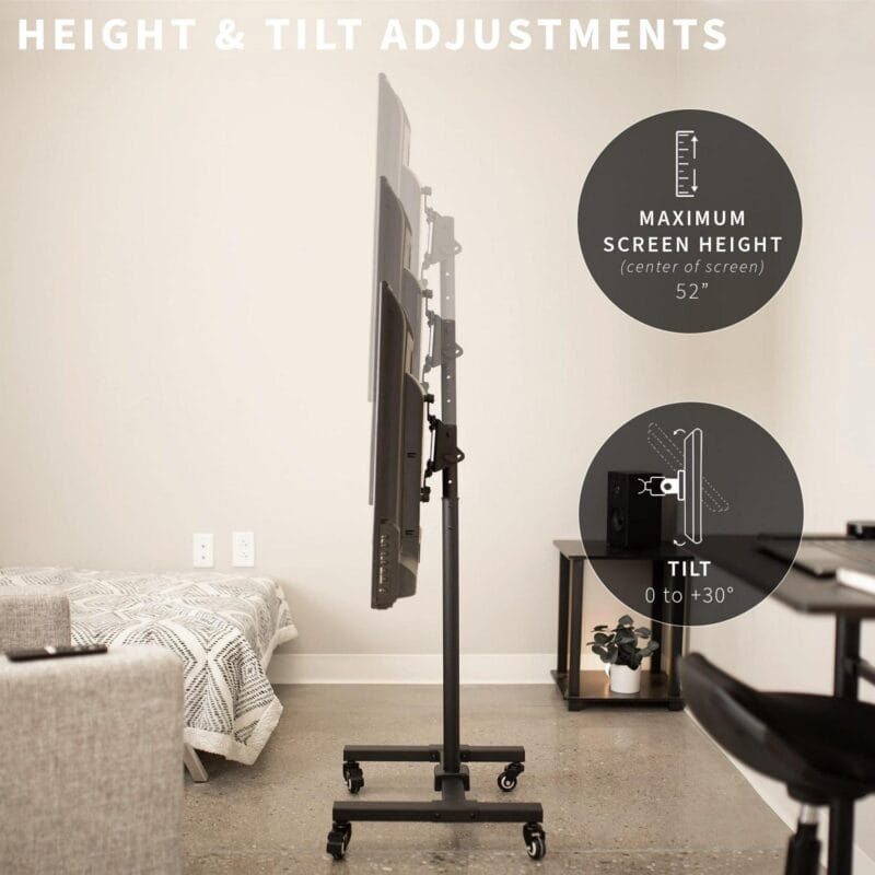 VIVO Mobile 13  to 50  TV Floor Stand, Height Adjustable Mount w/ Wheels - Image 3