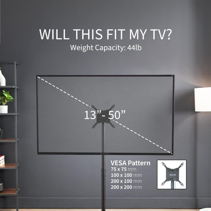 VIVO TV Display 13  to 50  Floor Stand, Height Adjustable Mount for Flat Screen - Image 5