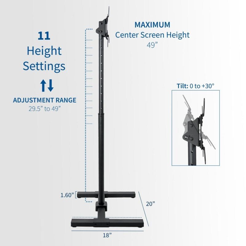 VIVO TV Display 13  to 50  Floor Stand, Height Adjustable Mount for Flat Screen - Image 3