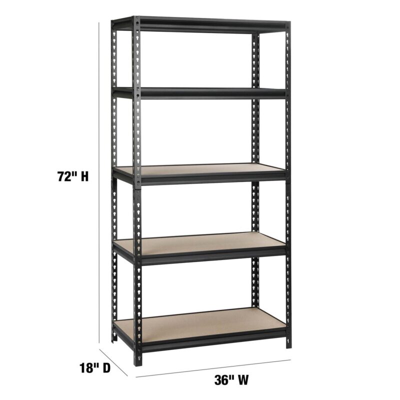 WORKPRO Steel 5-Tier Storage Shelf Unit 72-Inch-H x 36-Inch-W x 18-Inch-D, 4000lb Total Capacity, Black - Image 3