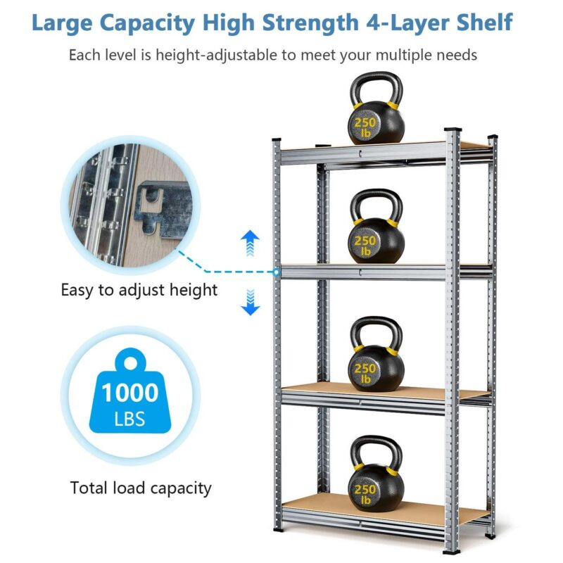 WYRAVIO Garage Shelving 1000LBS Heavy Duty Storage Shelves - Image 2