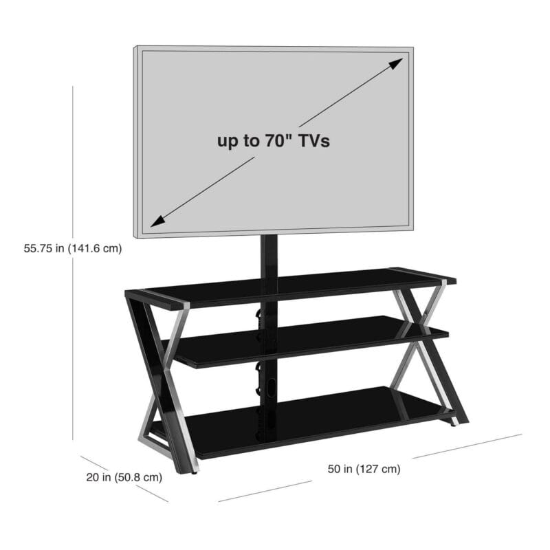 Whalen Xavier 3-in-1 Television Stand for TVs up to 70 , Black - Image 3