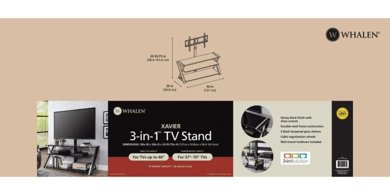 Whalen Xavier 3-in-1 Television Stand for TVs up to 70 , Black - Image 15