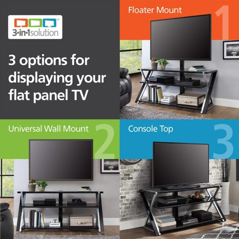 Whalen Xavier 3-in-1 Television Stand for TVs up to 70 , Black - Image 2