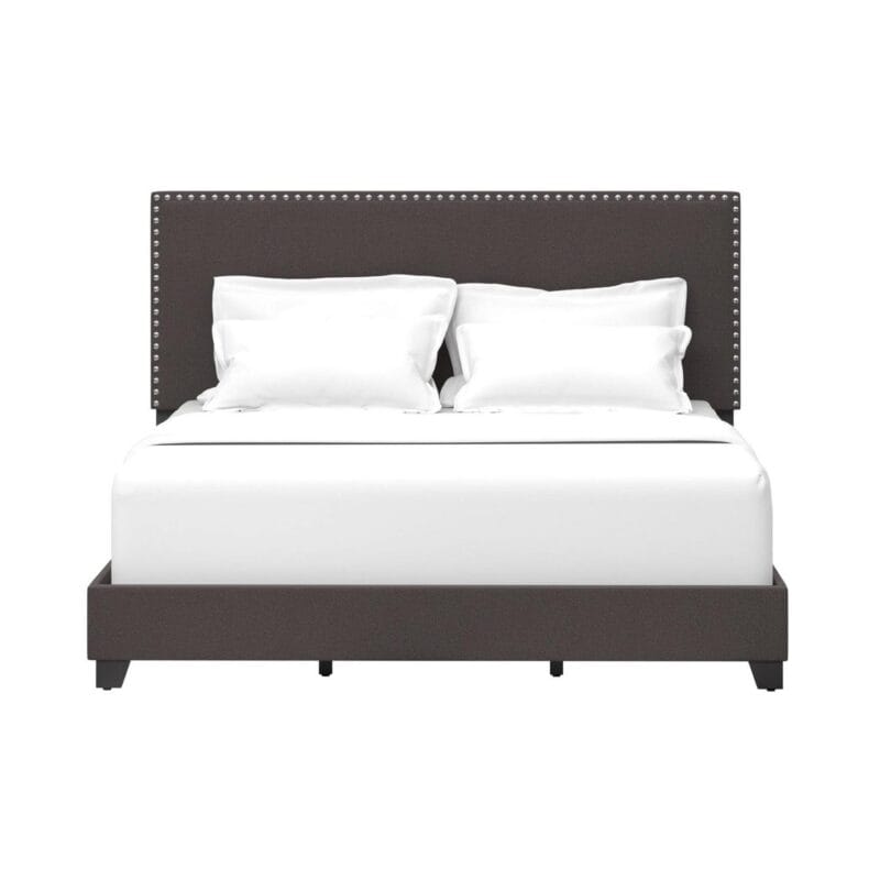 Willow Nailhead Trim Upholstered Queen Bed, Charcoal Fabric - Image 9